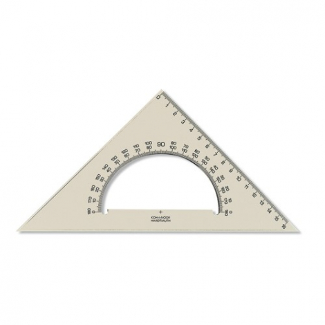 Trojuholník KOH-I-NOOR transparentný s uhlomerom, 16 cm - 