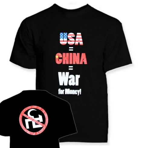 USA = CHINA - Čierne tričko s obojstrannou potlačou