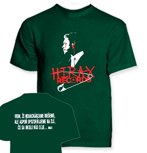 HIRAX RECORDS - Tmavo zelené tričko s potlačou na hrudi.