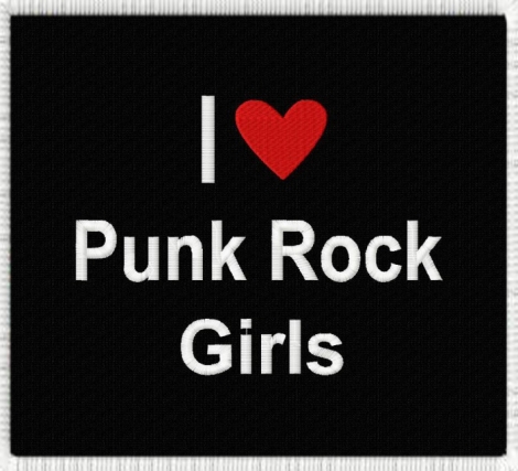 I LOVE PUNK ROCK GIRLS - Biely slogan so srdcom