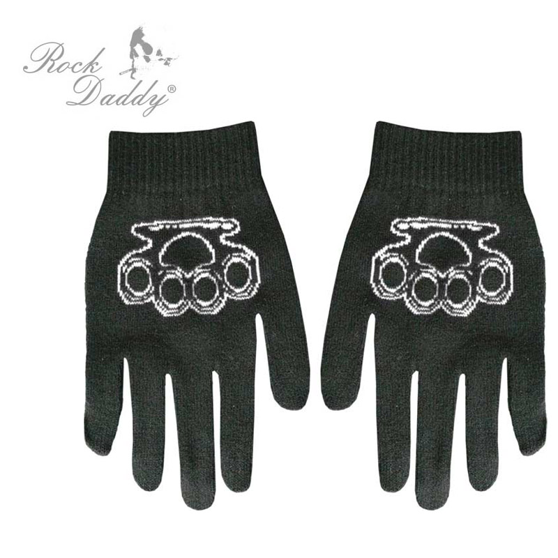 Čierne rukavice s bielou potlačou