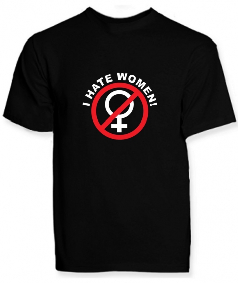 I HATE WOMEN! - Biele logo a znak ženy v zákazovej značke