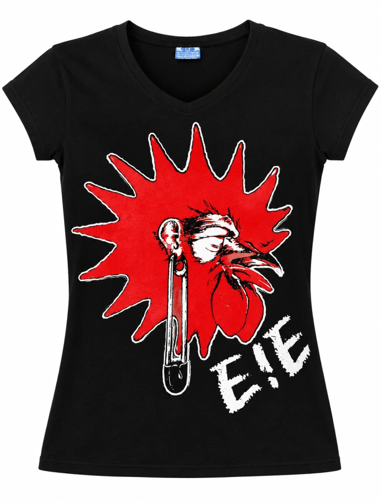 E!E: Kohútia punk hlava (dámske čierne tričko)