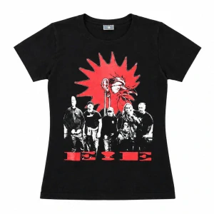 E!E: Kohútia punk hlava plus kapela (dámske čierne tričko)