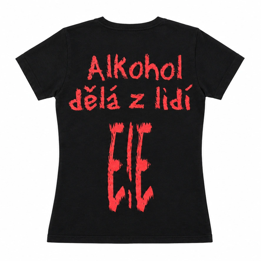 E!E: Kohútia punk hlava (čierne tričko s krátkym rukávom)