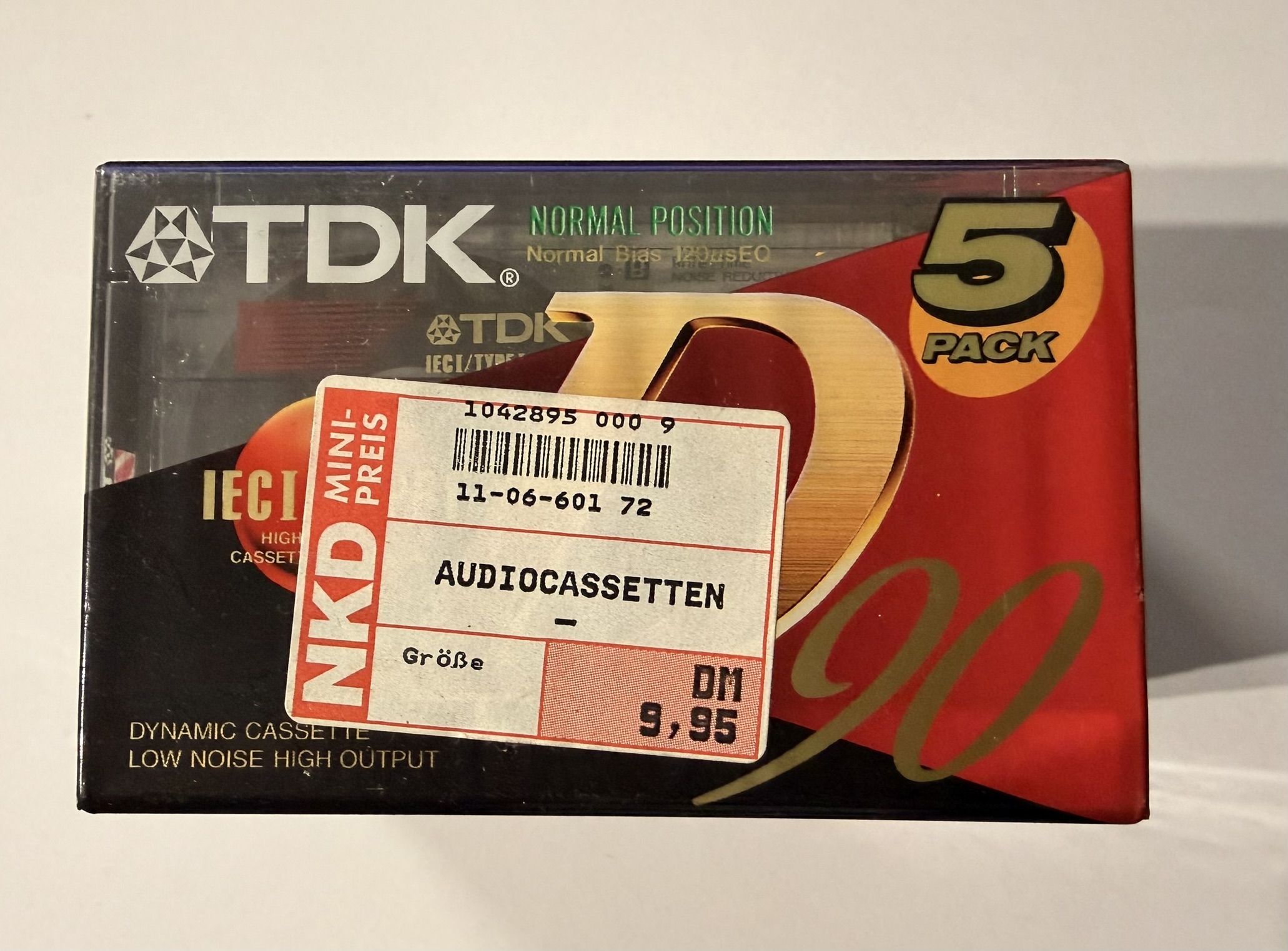 Magnetofónová kazeta TDK D 90 (5 ks, päťpack):
