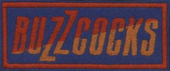 Buzzcocks (vyšívaná nášivka, oranžovo-červené logo na modrom podklade)