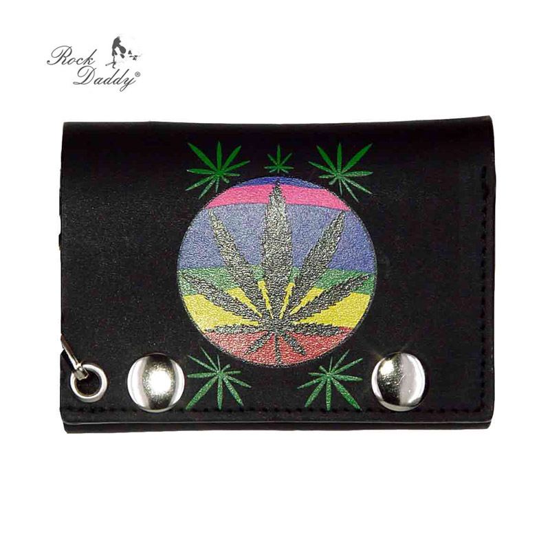 Čierna peňaženka s motívom trávy (marihuana)