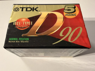 Magnetofónová kazeta TDK D 90 (5 ks, päťpack):