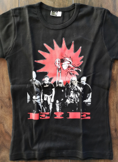 E!E: Kohútia punk hlava plus kapela (dámske čierne tričko)