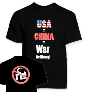 USA = China (čierne pánske tričko s obojstrannou potlačou)