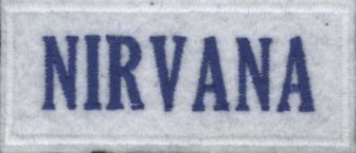 NIRVANA: Modré logo na bielom podklade