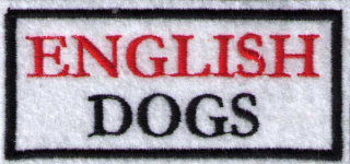 English Dogs (vyšívaná nášivka, červeno-čierne logo na bielom podklade)
