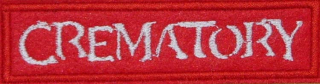 Crematory (vyšívaná nášivka, biele logo na červenom podklade)