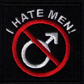 I HATE MEN!: Bieločervené logo