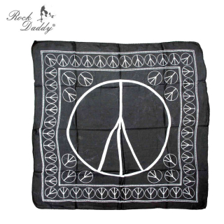Čierna šatka s motívom Peace (Hippies) 