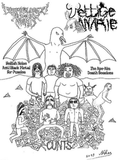 Disfigured Human Mind / Vettige Kanarie: Hellish Noise Anti Black Metal For Pussies / The Ape​-​Alm Death Sessions (MC)