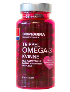 Kakaové omega 3 kyseliny s pupalkovým olejom pre ženy: Trippel omega 3 - Kvinne Kakao