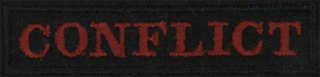 Conflict (vyšívaná nášivka, červené logo na čiernom podklade)