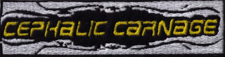 Cephalic Carnage (vyšívaná nášivka, žlté logo na čierno-bielom podklade)
