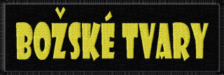 Božské tvary (vyšívaná nášivka, žltý nápis na čiernom podklade)