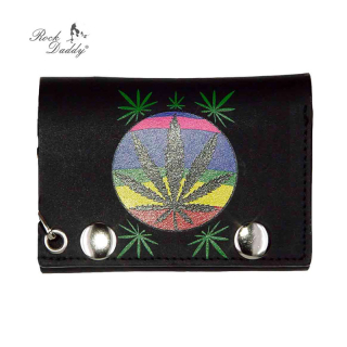 Čierna peňaženka s motívom trávy (marihuana)